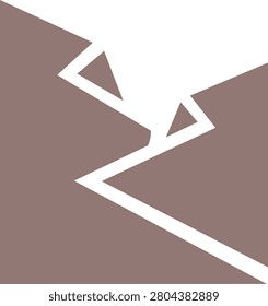 Abstract geometric valley with winding path icon vector, minimalist canyon landscape element