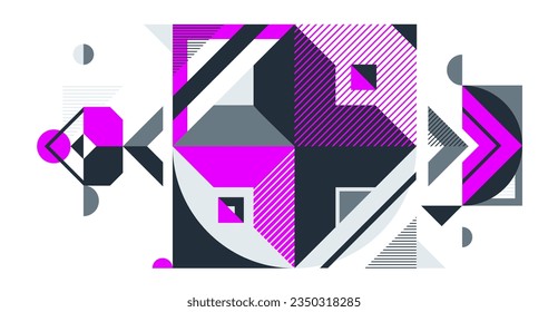Abstract geometric vector background, artistic wallpaper composition, abstraction art in style of Bauhaus, modern style design.