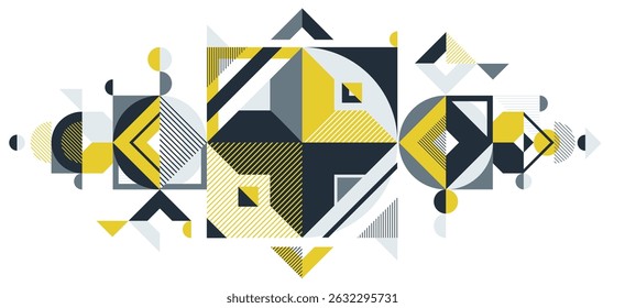 Abstract geometric vector background, artistic wallpaper composition, abstraction art in style of Bauhaus, modern style design.