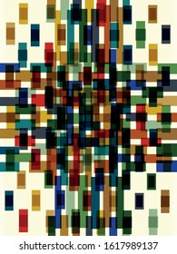Abstract geometric vector background. Colorful vertical mosaic composition of overltransparent apping regular rectangles.