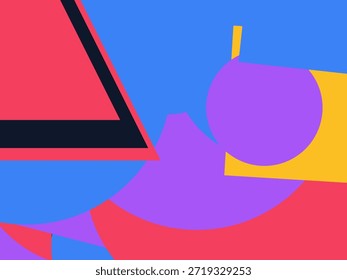 Abstract geometric vector background with colorful overlapping shapes, triangles and circles