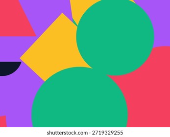 Abstract geometric vector background with colorful overlapping shapes, triangles and circles