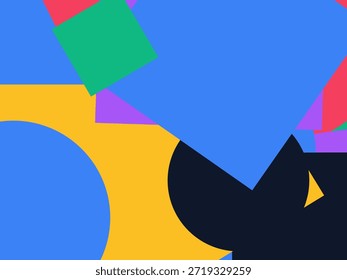 Abstract geometric vector background with colorful overlapping shapes, triangles and circles