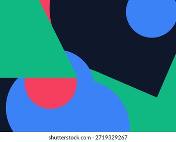 Abstract geometric vector background with colorful overlapping shapes, triangles and circles