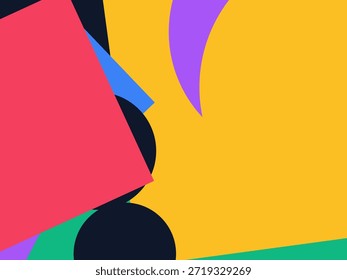 Abstract geometric vector background with colorful overlapping shapes, triangles and circles