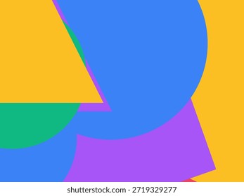 Abstract geometric vector background with colorful overlapping shapes, triangles and circles