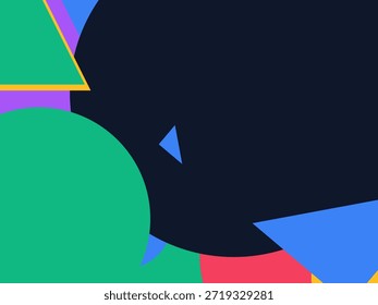 Abstract geometric vector background with colorful overlapping shapes, triangles and circles