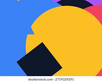 Fundo abstrato do vetor geométrico com sobreposições coloridas de formas, triângulos e círculos