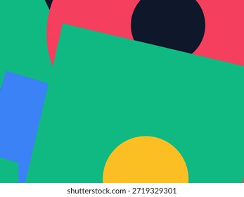 Abstract geometric vector background with colorful overlapping shapes, triangles and circles