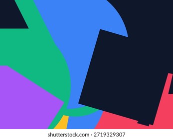Abstract geometric vector background with colorful overlapping shapes, triangles and circles