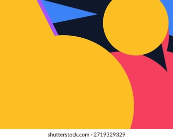 Abstract geometric vector background with colorful overlapping shapes, triangles and circles
