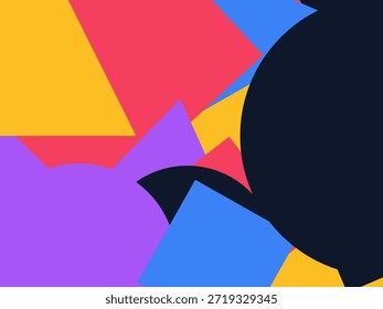 Abstract geometric vector background with colorful overlapping shapes, triangles and circles
