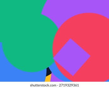 Abstract geometric vector background with colorful overlapping shapes, triangles and circles