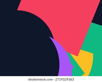 Abstract geometric vector background with colorful overlapping shapes, triangles and circles