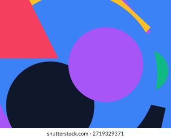 Abstract geometric vector background with colorful overlapping shapes, triangles and circles