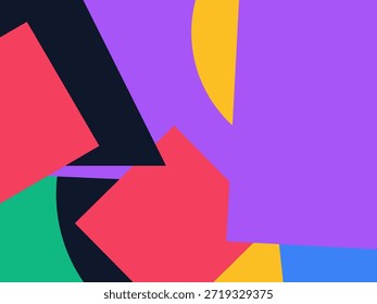 Abstract geometric vector background with colorful overlapping shapes, triangles and circles