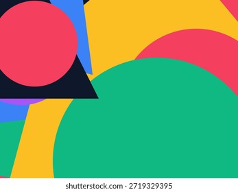 Abstract geometric vector background with colorful overlapping shapes, triangles and circles
