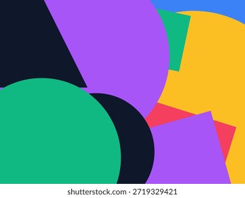 Abstract geometric vector background with colorful overlapping shapes, triangles and circles