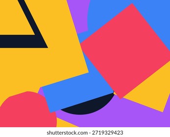 Abstract geometric vector background with colorful overlapping shapes, triangles and circles