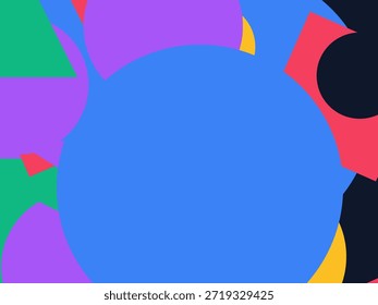 Abstract geometric vector background with colorful overlapping shapes, triangles and circles