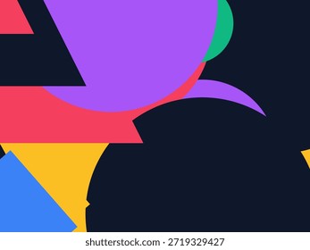Abstract geometric vector background with colorful overlapping shapes, triangles and circles