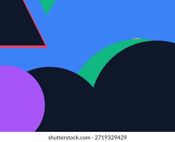 Abstract geometric vector background with colorful overlapping shapes, triangles and circles