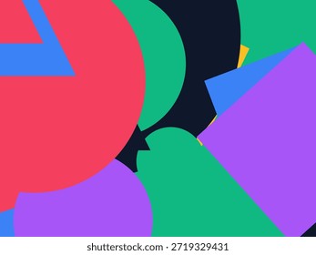 Abstract geometric vector background with colorful overlapping shapes, triangles and circles