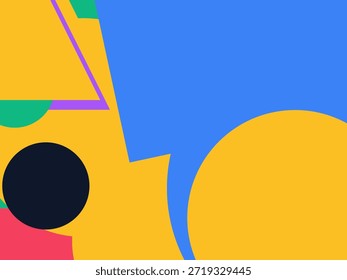 Abstract geometric vector background with colorful overlapping shapes, triangles and circles