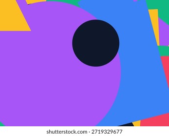 Abstract geometric vector background with colorful overlapping shapes, triangles and circles