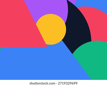 Abstract geometric vector background with colorful overlapping shapes, triangles and circles
