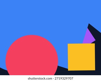 Abstract geometric vector background with colorful overlapping shapes, triangles and circles