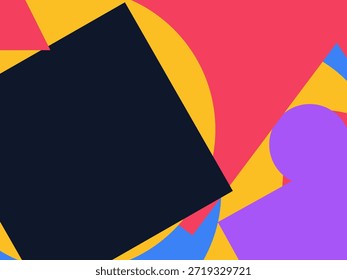 Abstract geometric vector background with colorful overlapping shapes, triangles and circles
