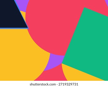 Abstract geometric vector background with colorful overlapping shapes, triangles and circles