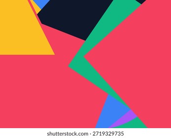 Abstract geometric vector background with colorful overlapping shapes, triangles and circles