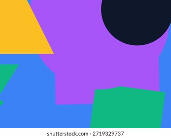 Abstract geometric vector background with colorful overlapping shapes, triangles and circles