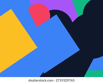 Abstract geometric vector background with colorful overlapping shapes, triangles and circles