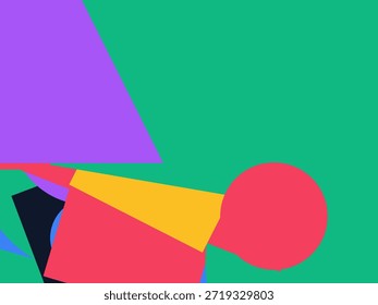 Abstract geometric vector background with colorful overlapping shapes, triangles and circles