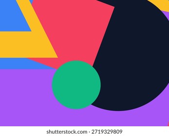 Abstract geometric vector background with colorful overlapping shapes, triangles and circles