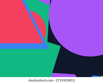 Abstract geometric vector background with colorful overlapping shapes, triangles and circles