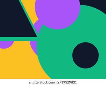 Abstract geometric vector background with colorful overlapping shapes, triangles and circles