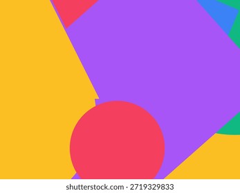 Abstract geometric vector background with colorful overlapping shapes, triangles and circles
