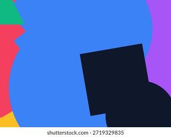 Abstract geometric vector background with colorful overlapping shapes, triangles and circles