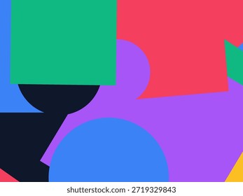 Abstract geometric vector background with colorful overlapping shapes, triangles and circles