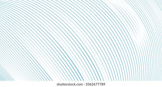 Abstract geometric vector background. Curved blue lines on white backdrop