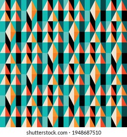 Abstract geometric vector background design. Graphic pattern seamless. Decorative mosaic ornament. Triangle shapes and vertical stripes.