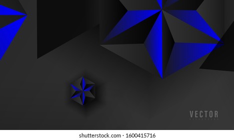 Abstract geometric vector background. hexagon shape and triangle with color gradient , blue , gray, and black . Vector Illustration For Wallpaper, Banner, Background, Card, landing page , etc