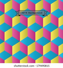 Abstract geometric vector background illustration with  CMYK multicolor cube shapes for web site wallpaper, brochure, layout, cover design
