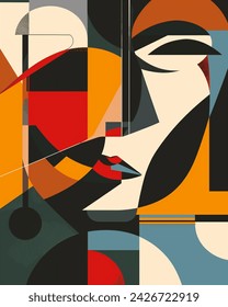 abstract geometric vector background inspired by cubist art fragmented shapes