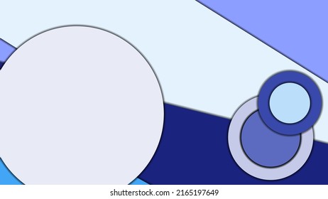 Abstract geometric vector background in Material design style with a limited harmonized palette, with concentric circles and rotated rectangles with shadows, imitating cut paper.