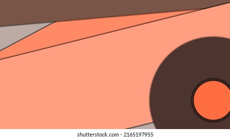 Abstract geometric vector background in Material design style with a limited harmonized palette, with concentric circles and rotated rectangles with shadows, imitating cut paper.